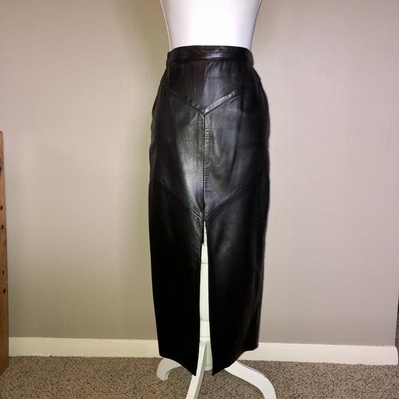 Siena Leather Skirt Womens 6 Used Black - Picture 2 of 16